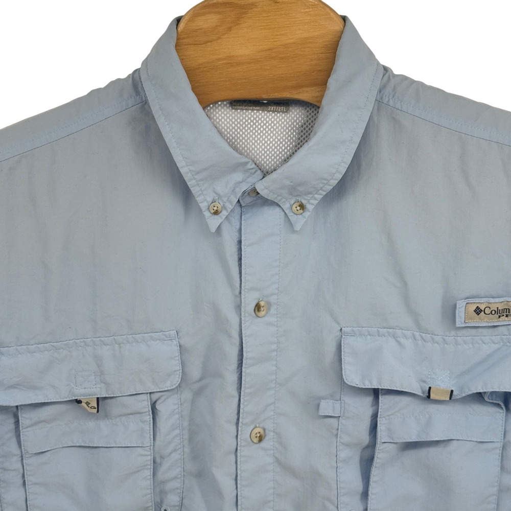 Columbia PFG Bahama II Short Sleeve Fishing Shirt Mens 2XT Light Blue Omni-Shade